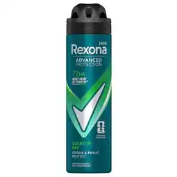 Trekpleister Rexona Men Advanced Protection Quantum Dry Antitranspirant Deodorant Spray aanbieding