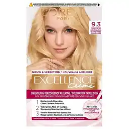 Trekpleister L'Oréal Paris Excellence Crème 9.3 Zeer Licht Goudblond Permanente Haarverf aanbieding