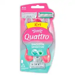 Trekpleister Wilkinson Sword Quattro Smooth Sensitive Wegwerpscheermesjes aanbieding