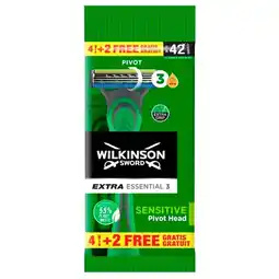 Trekpleister Wilkinson Sword Extra Essential 3 Sensitive Wegwerpscheermesjes aanbieding