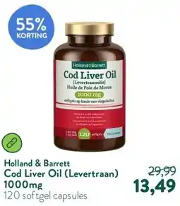Holland & Barrett Cod Liver Oil (Levertraan) 1000mg aanbieding