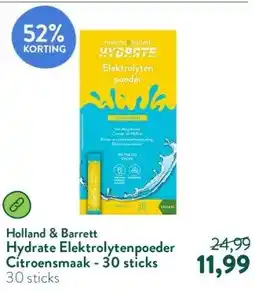 Holland & Barrett Hydrate Elektrolytenpoeder Citroensmaak - 30 sticks aanbieding
