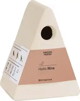 Intratuin Singing Friend vogelhuisje Nina beige 17 x 13 x 21,5 cm aanbieding