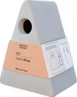 Intratuin Singing Friend vogelhuisje Nina grijs 17 x 13 x 21,5 cm aanbieding