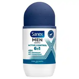 Trekpleister Sanex Men Dermo Active Control 48-Uur Antitranspirant Roller aanbieding