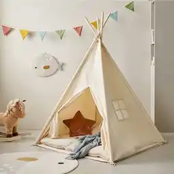 Bol.com Petite Amélie - Speeltent - Tipi Tent Kinderen - H.1.6m ⌀.1.2m - Gebroken wit aanbieding