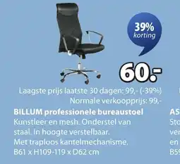 Jysk BILLUM professionele bureaustoel aanbieding