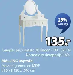 Jysk MALLING kaptafel aanbieding