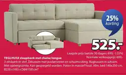 Jysk TEGLHUSE slaapbank met chaise longue aanbieding