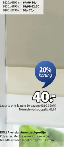Jysk ROLLA verduisterend rolgordijn aanbieding