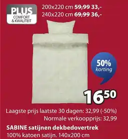 Jysk SABINE satijnen dekbedovertrek aanbieding