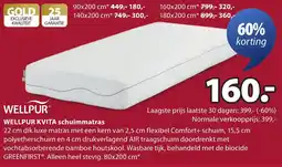 Jysk WELLPUR KVITA schuimmatras aanbieding