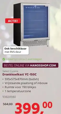 HANOS Drankkoelkast YC-150C aanbieding