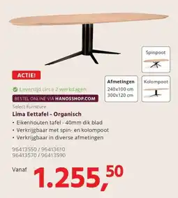 HANOS Lima Eettafel - Organisch aanbieding