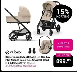 Van Asten BabySuperstore Kinderwagen Cybex Balios S Lux One Box Plus Almond Beige incl. Autostoel Cloud G & Adapterset aanbieding