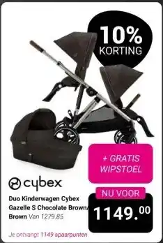 Van Asten BabySuperstore Cybex Duo Kinderwagen Cybex Gazelle S Chocolate Brown/ Brown aanbieding