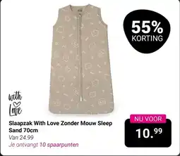Van Asten BabySuperstore Slaapzak With Love Zonder Mouw Sleep Sand aanbieding