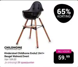 Van Asten BabySuperstore Kinderstoel Childhome Evolu2 2in1+ Beugel Walnoot/Zwart aanbieding