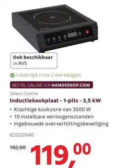 HANOS Inductiekookplaat - 1-pits - 3,5 kW aanbieding