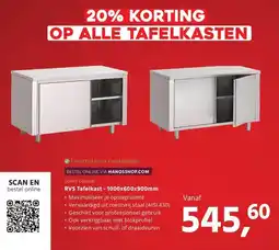 HANOS RVS Tafelkast - 1000x600x900mm aanbieding