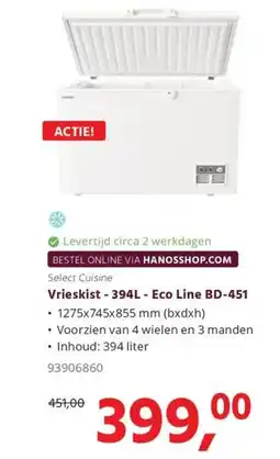 HANOS Vrieskist - 394L - Eco Line BD-451 aanbieding