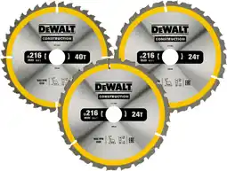 Coolblue DeWalt Cirkelzaagbladenset 216mm 3-delig 24T (2x), 40T aanbieding