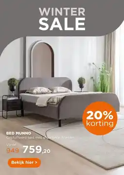 TotaalBED Bed Munno | 140 x 200 cm | Cyber 580, taupe aanbieding