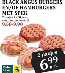 De Boerenschuur Black Angus Burgers en/of Hamburgers met Spek aanbieding