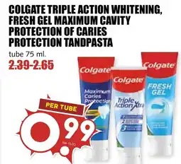 De Boerenschuur Colgate Triple Action Whitening, Fresh Gel Maximum Cavity Protection of caries Protection Tandapasta aanbieding