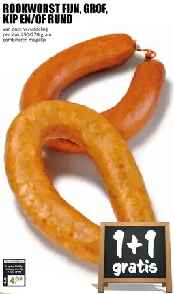 De Boerenschuur Rookworst Fijn, Grof, Kip en/of Rund aanbieding