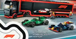 LEGO F1 truck met RB20 en AMR24 F1 auto's aanbieding