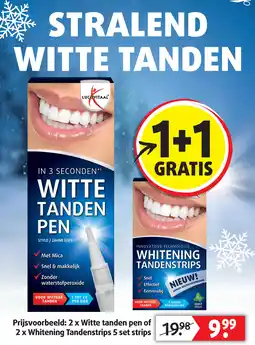 Lucovitaal Lucovitaal 2 x Witte tanden pen of 2 x Whitening Tandenstrips 5 set strips aanbieding