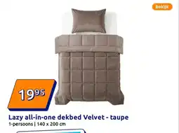 Action Lazy all-in-one dekbed Velvet - taupe aanbieding