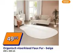 Action Organisch vloerkleed Faux Fur - beige aanbieding