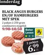 MCD Supermarkt BLACK ANGUS BURGERS EN/OF HAMBURGERS MET SPEK aanbieding