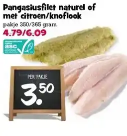 Boon`s Markt Pangasiusfilet naturel of met citroen/knoflook aanbieding