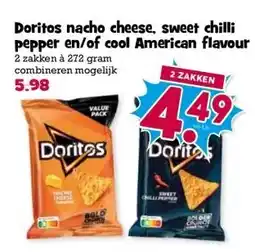 Boon`s Markt Doritos nacho cheese, sweet chilli pepper en/of cool American flavour aanbieding