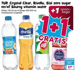 Boon`s Markt 7UP, Crystal Clear, Rivella, Sisi zero sugar en/of Sourcy vitamin water aanbieding