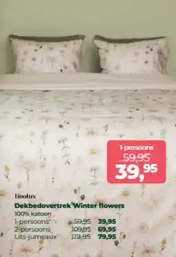 Linolux Linolux Dekbedovertrek Winter flowers aanbieding