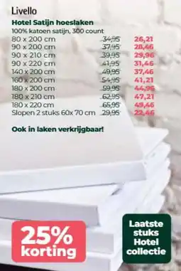 Linolux Livello Hotel Satijn hoeslaken aanbieding