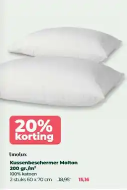 Linolux Linolux Kussenbeschermer Molton 200 gr./m2 aanbieding