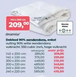 Linolux Dekbed 90% eendendons, enkel aanbieding