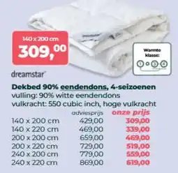 Linolux Dekbed 90% eendendons, 4-seizoenen aanbieding
