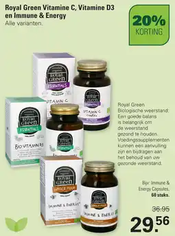 De Online Drogist Royal Green Vitamine C, Vitamine D3 en Immune & Energy aanbieding