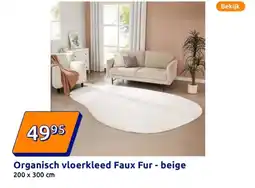 Action Organisch vloerkleed Faux Fur beige aanbieding
