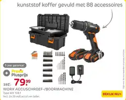 Praxis Worx accuschroef boormachine aanbieding