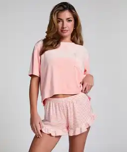 Hunkemoller Hunkemöller Shorts Ruffle Velours Roze aanbieding
