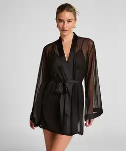 Hunkemoller Hunkemöller Kimono Maxime Tulle Zwart aanbieding