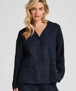 Hunkemoller Hunkemöller Pyjamatop Flannel Blauw aanbieding