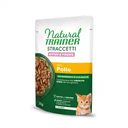 Zooplus 56x 70g Natural Trainer Straccetti Kitten & Jonge reepjes in saus Kip nat kattenvoer aanbieding